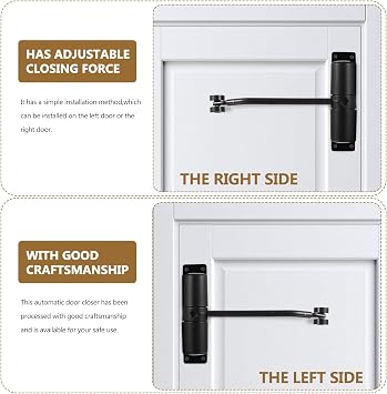 Automatic Door Closers for Interior Doors, Adjustable Hydraulic Spring Door Closers, Spring Loaded Safety Self Closing Gate Hinges Stoppers for Commercial & Home, with Adjusting Rod and Screws