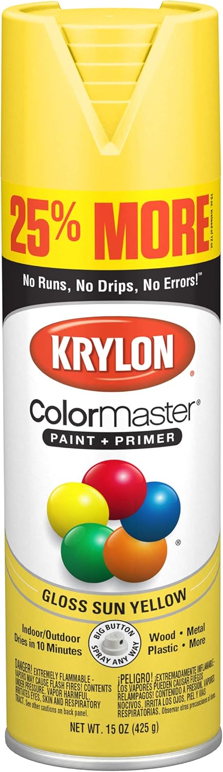 Krylon K05150107 ColorMaster Paint + Primer, Gloss, White, 12 oz. : Tools & Home Improvement