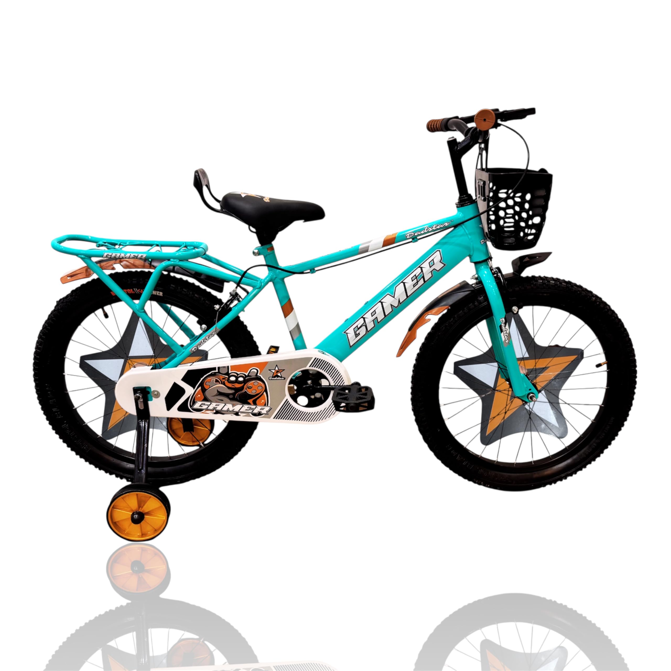 Dadstar 20T Kids Cycle for Boys & Girls | 20 Inch Steel Frame Bicycle with Training Wheels, Adjustable Seat & Stylish Design | Ideal for Ages 6-10 Years (Sea Green)-image-25