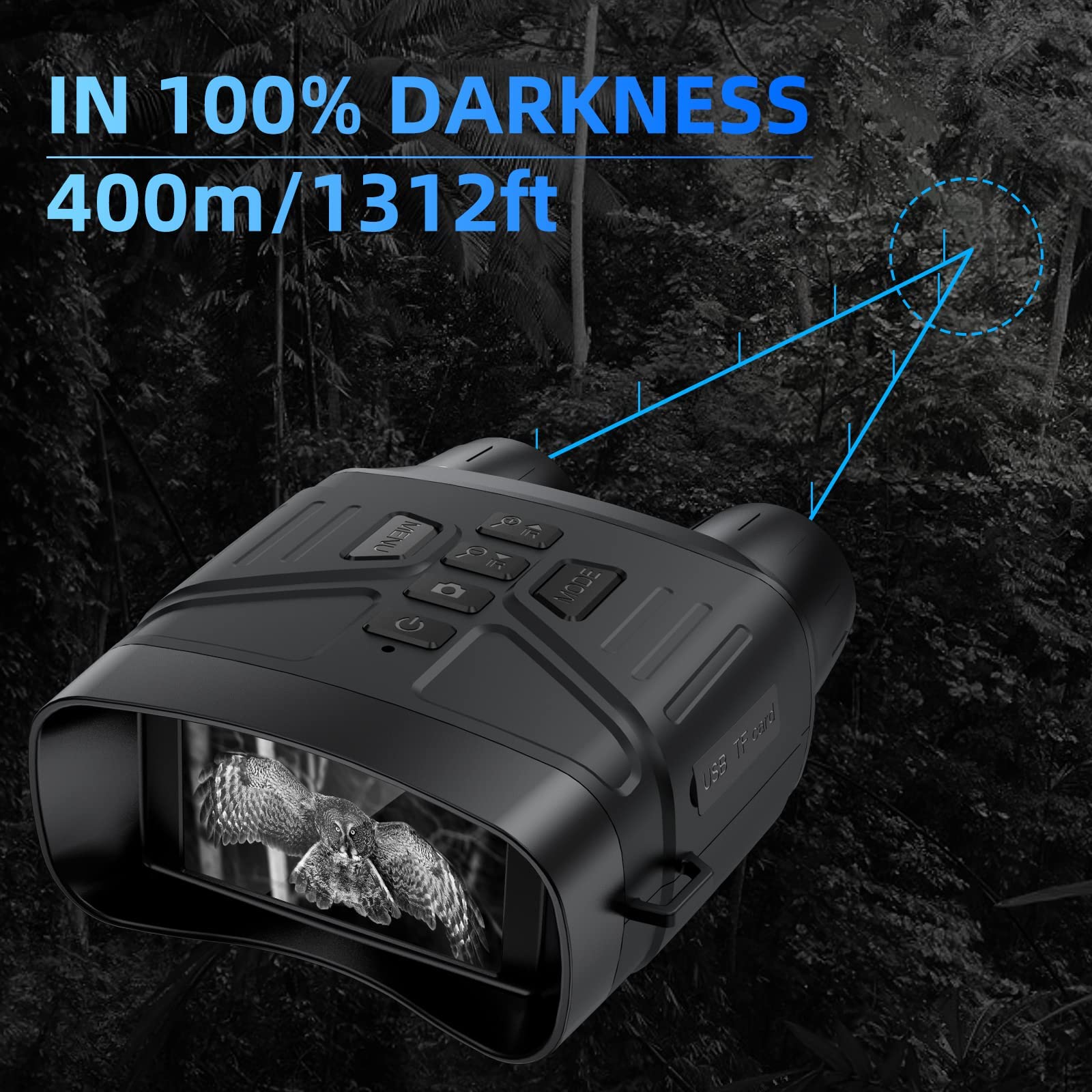 zalati Occhiali per la visione notturna Binocolo a infrarossi 4K con display da 3" Batteria ricaricabile per la caccia