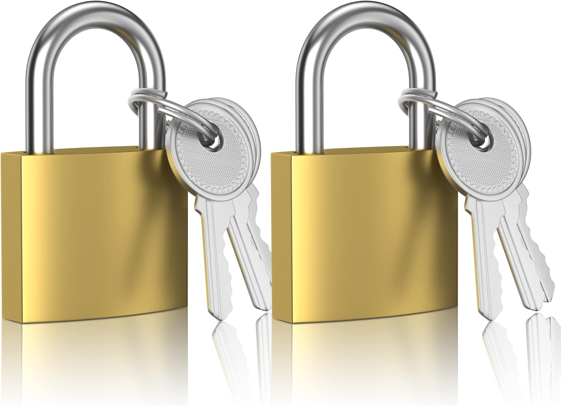 XFJSAK 2 Pcs Small Keyed Padlocks, Locker Lock, Locks with Keys 32mm, Gold, Compact, Hardened Alloy, Securing Luggage, Gym Lockers