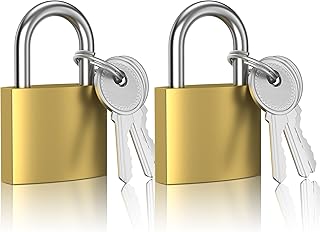 Lock 32mm, 2 Pcs Padlocks, Small Padlock with Keys (keyed Alike), Lock with Key Padlock for Travel Bags, Gym Locker Padlocks, Keyed Padlocks (Yellow)