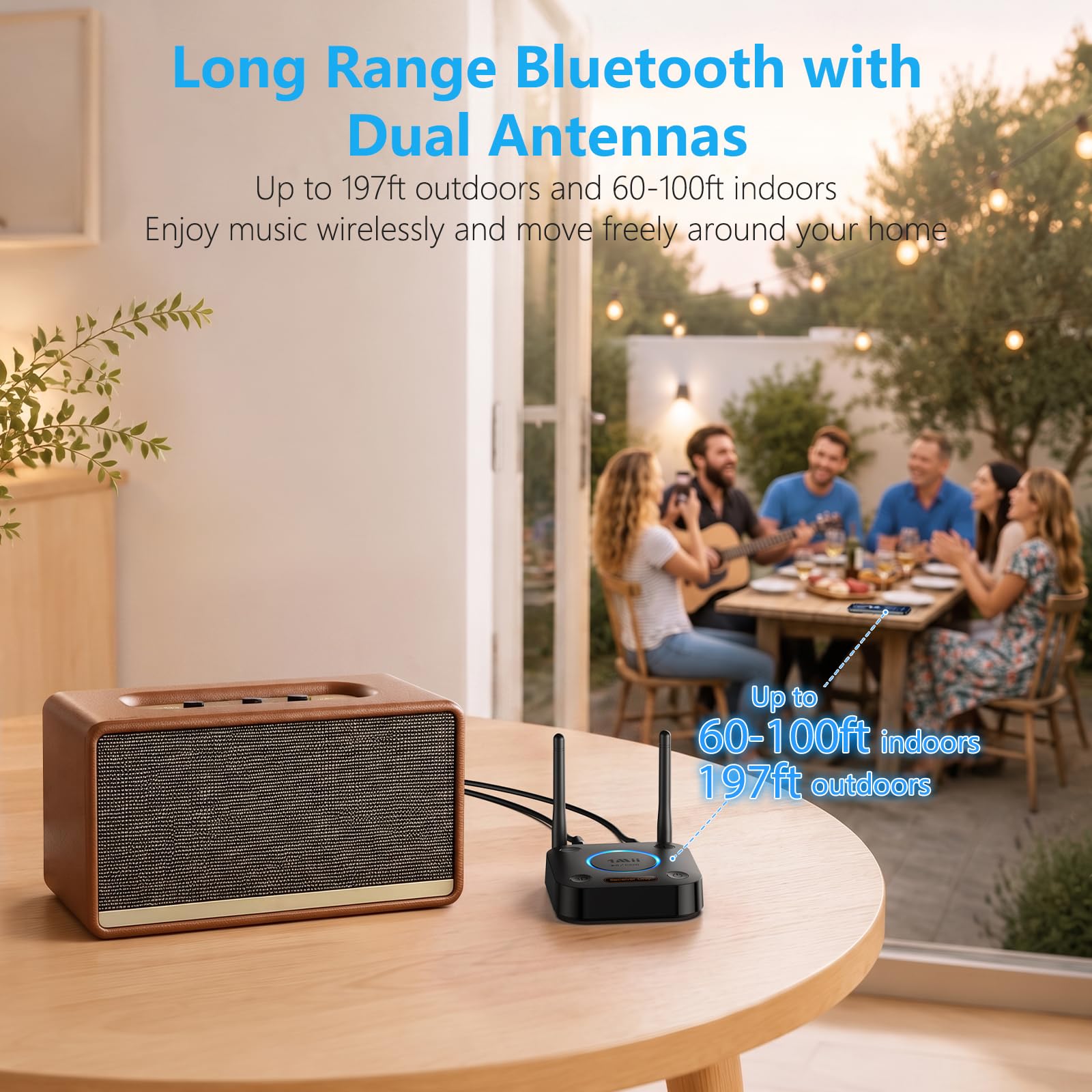[Upgraded] 1Mii B06Pro Long Range Bluetooth Receiver, HiFi Wireless Audio Adapter, Bluetooth 5.3 Receiver with 3D Surround aptX HD Low Latency Optical RCA AUX 3.5mm Coaxial for Home Stereo System — Amazon image 4