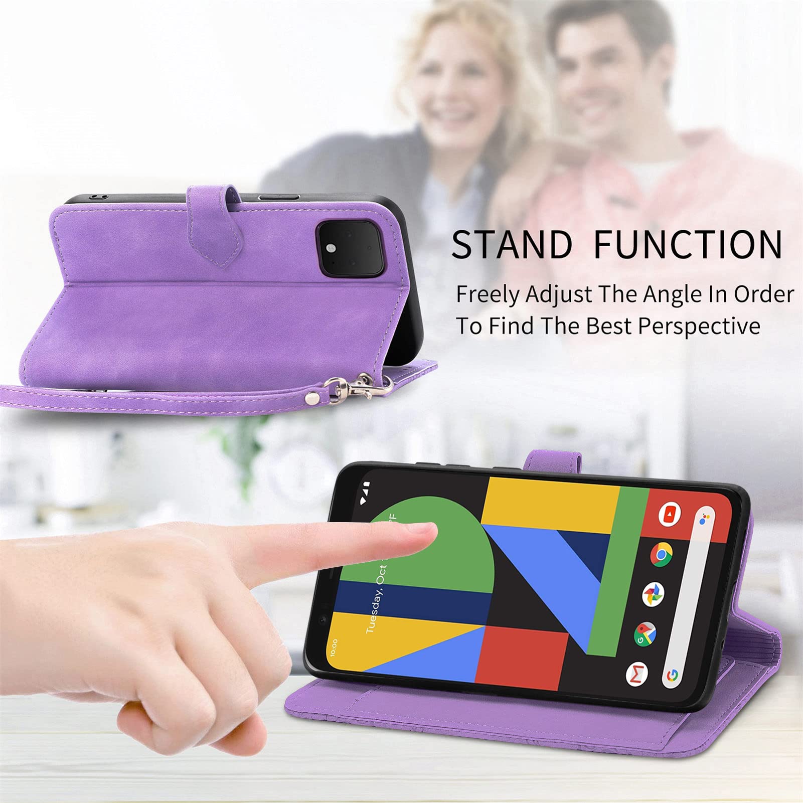 ELISORLI Wallet Case For Google Pixel 4 With Detachable Wrist Strap
