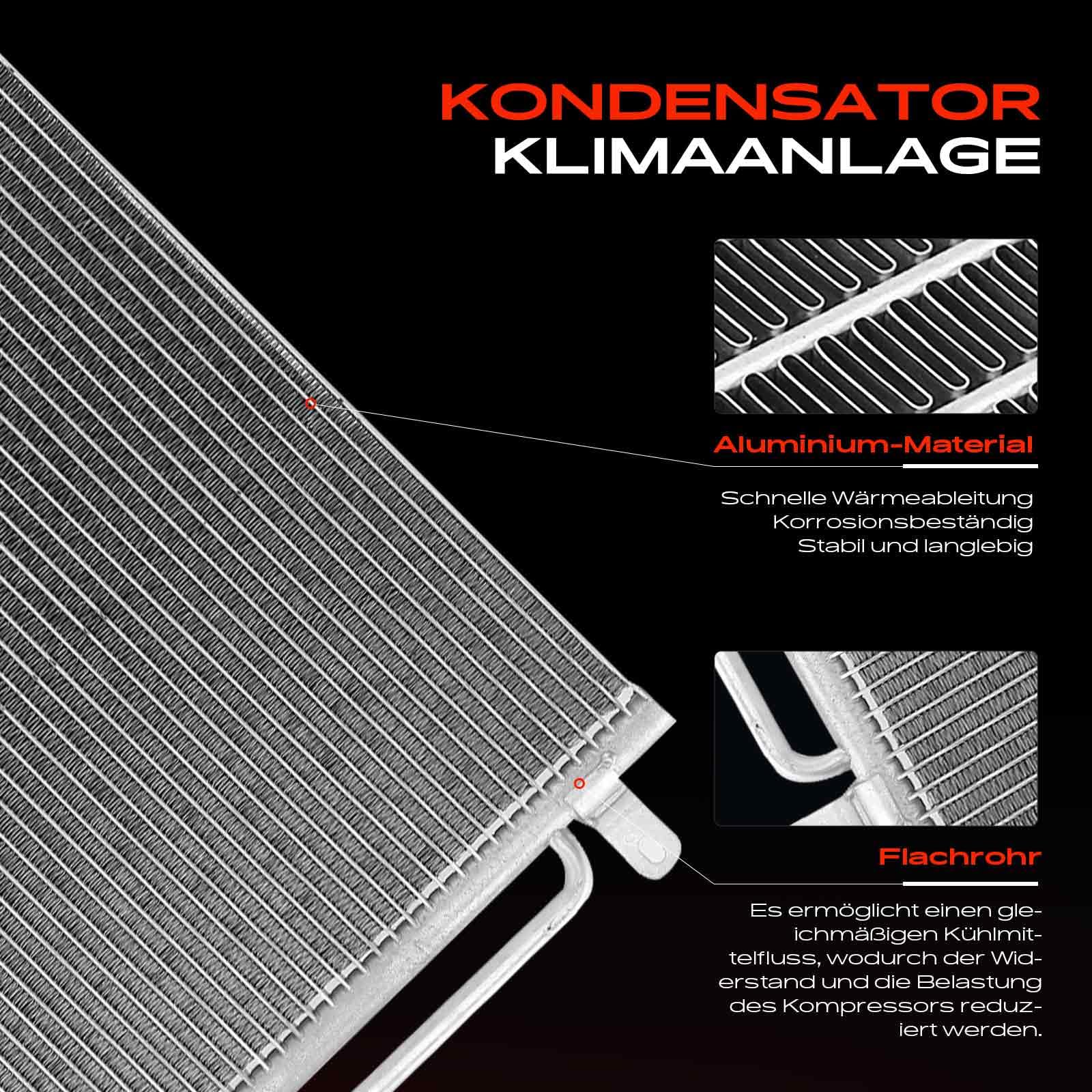 Frankberg Kondensator Klimaanlage Kompatibel mit A1 8X1 8XK 1.0L-2.0L 2010-2018 Ibiza IV 6J5 6P1 1.0L-2.0L 2008-2017 Fabia II 542 1.2L-1.6L 2010-2014 Replace# 6C0816411