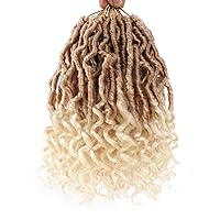 Vista 14 de Leeven 7 Paquetes Cabello Crochet Faux Locs con Puntas Rizadas 14 Pulgadas Pre-enrollado Goddess Locs Trenzas Crochet Cabello 84 Hebras Negro