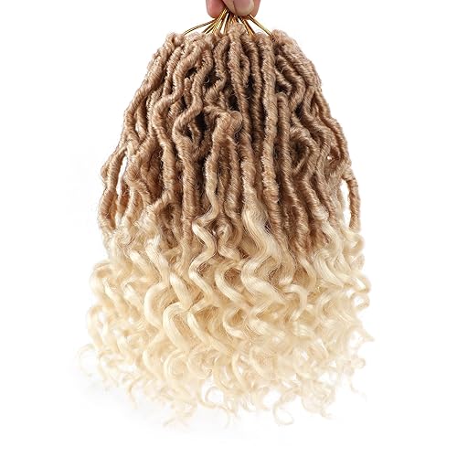 Miniatura 14 de Leeven 7 Paquetes Cabello Crochet Faux Locs con Puntas Rizadas 14 Pulgadas Pre-enrollado Goddess Locs Trenzas Crochet Cabello 84 Hebras Negro