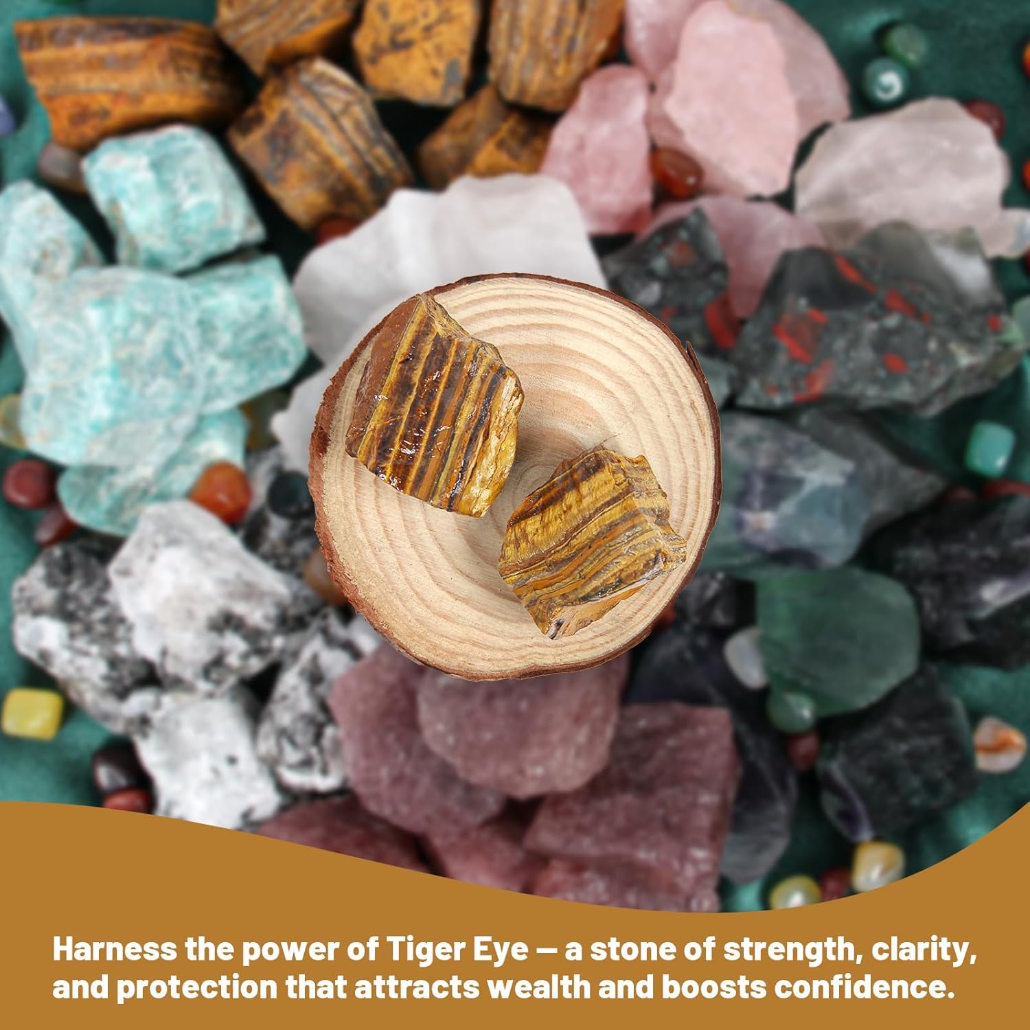 1.1lb Bulk Raw Tiger Eye Stone Rough Crystal-Natural Tiger Eye Raw Stones Crystal for Tumbling, Cabbing, Fountain Rocks, Decoration,Polishing, Wire Wrapping, Wicca & Reiki Crystal Healing - Image 3