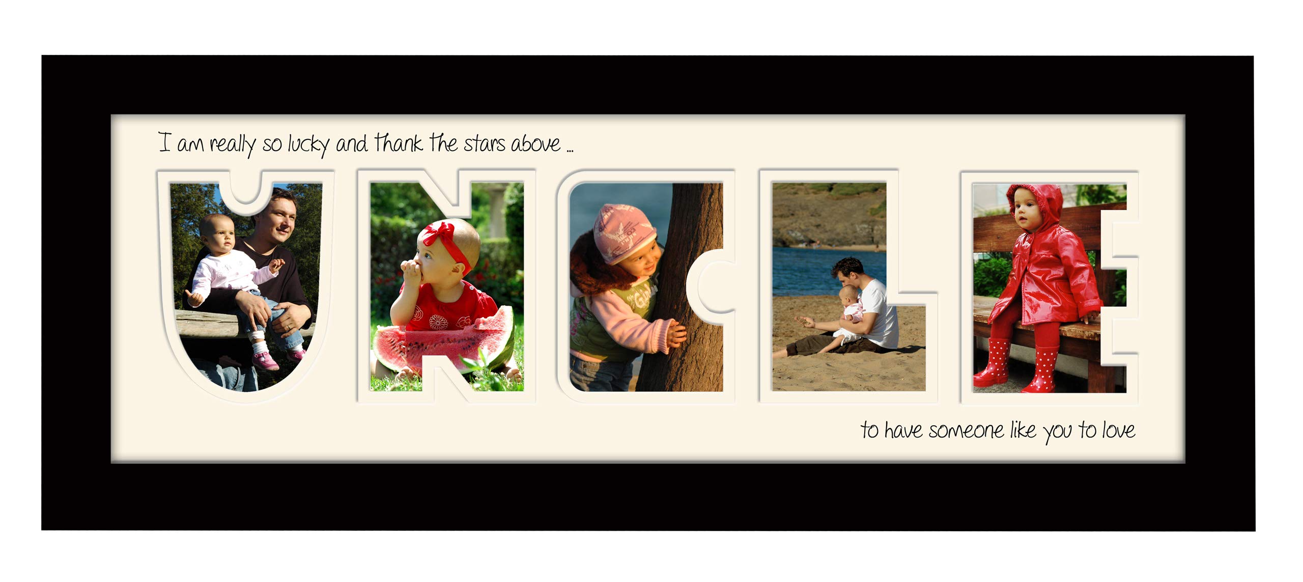 Photos In A Word Black Finish Frame Cream Mount I Thank The Stars Uncle Photo Frame Thank The Stars Letters Cut Out Using Quality Board (Black Finish Frame Cream Mount I Thank The Stars)
