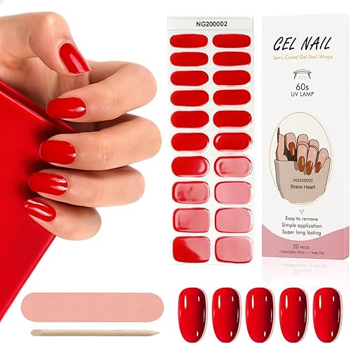 Miniatura 7 de Kalolary 20 tiras de esmalte de uñas de gel semicuradas, color rosa degradado, adhesivo de envoltura completa, calcomanías de gel impermeables con
