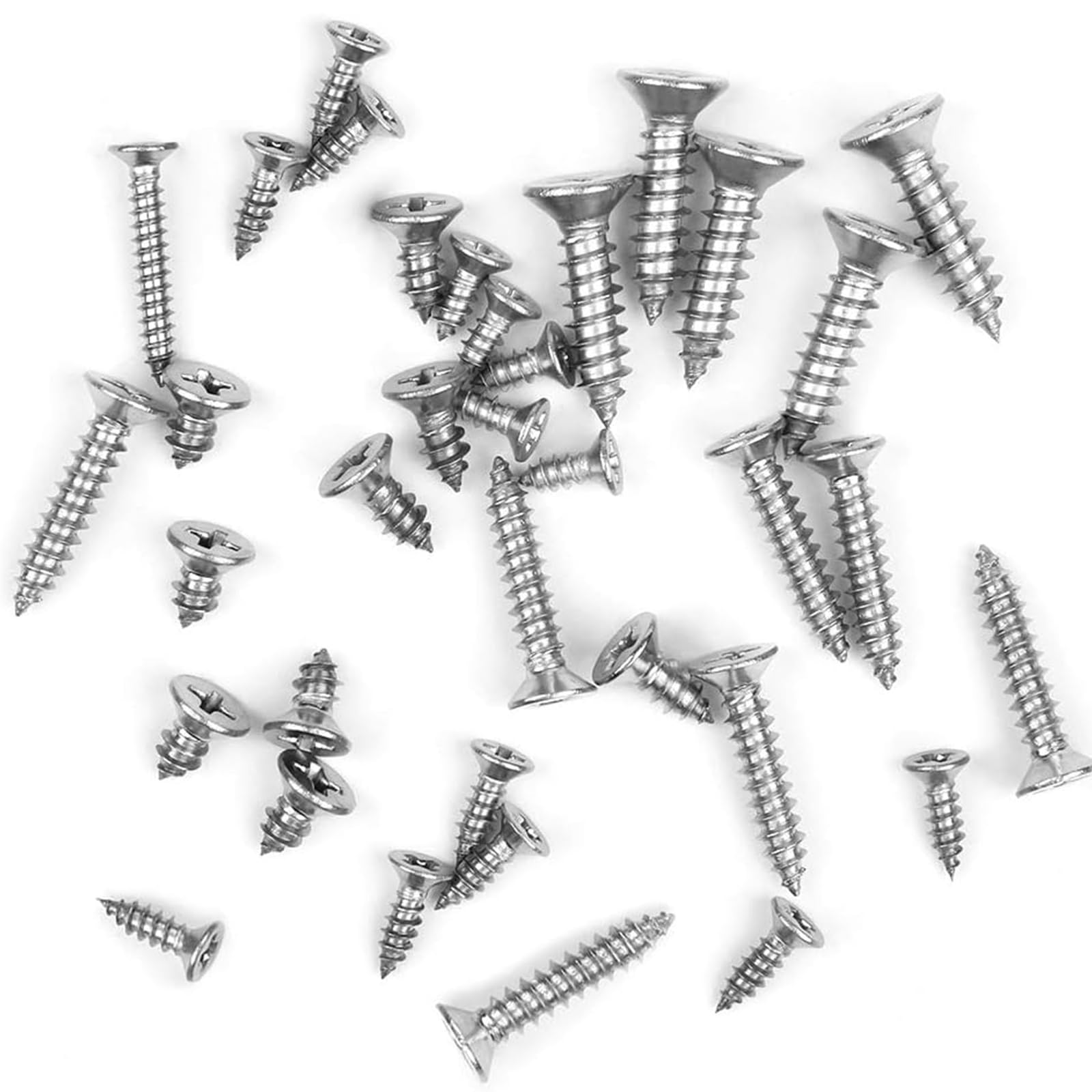 420 stuks M3 zelftappende schroeven, 304 roestvrij stalen houtschroeven, schroeven met platte kop, assortiment set met 20 stuks M6 schroeven anker - 6 mm/8 mm/10 mm/12 mm/16 mm/20 mm/25 mm/30 mm