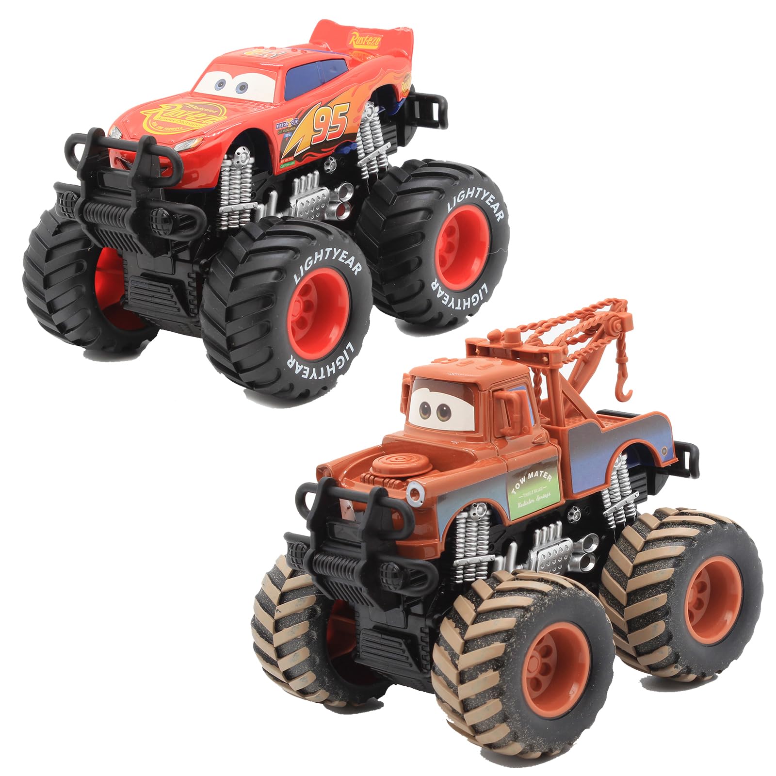 2-Pack Car 3 Toys, Movie Car Toys, Trailer Mater, McQueen,Wild Big Wheel Toy Car