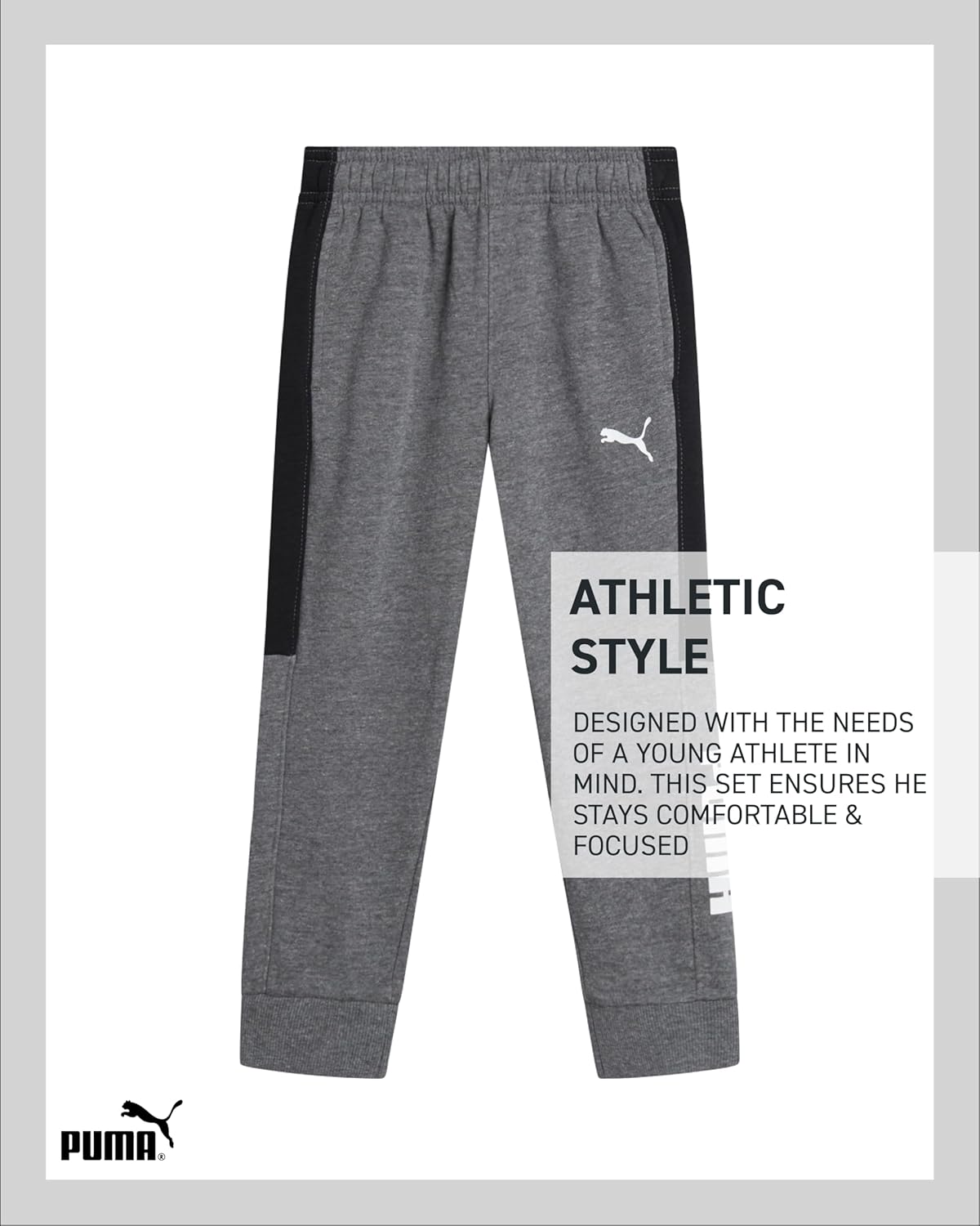 PUMA Baby Boys Pants Set - 2 Piece Pullover Hoodie and Joggers Jog Set - Cozy Fleece Play Wear Pant Sets for Toddler Sizes - Image 6