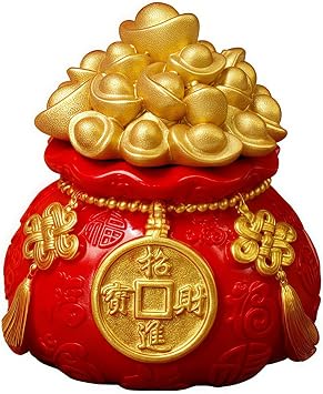 Lucky Money Decorative Jar Small Decorative Jars for Home Decor, Feng Shui Wealth Attracting Jar, Mini Decorative Jars for Desk, Lucky Charm Decorative Accessories for Living Room & Office