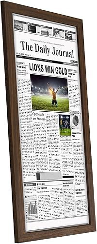 Miniatura 3 de Americanflat Marco de periódico de 11 x 22 pulgadas, color nogal, marco de cubierta de artículos de medios surtidos, accesorios para colgar, marco