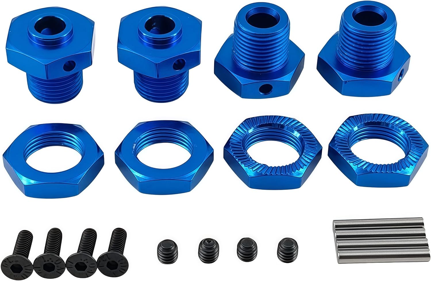 17mm Aluminum Wheel Hex Hub & Nut Set for ARRMA Typhon 4X4 3S BLX (Blue) | 550 MEGA,1/8 Scale,Fits Hex Wheels,Upgrade Parts,AR310906 Compatible,ARA310906 ,AR310904 Compatible,ARA310904 Compatible