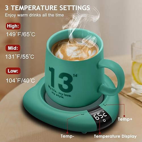 Miniatura 3 de Calentador de taza de café (sin taza), calentador eléctrico de tazas para escritorio, 3 niveles de temperatura, apagado automático, calentador de