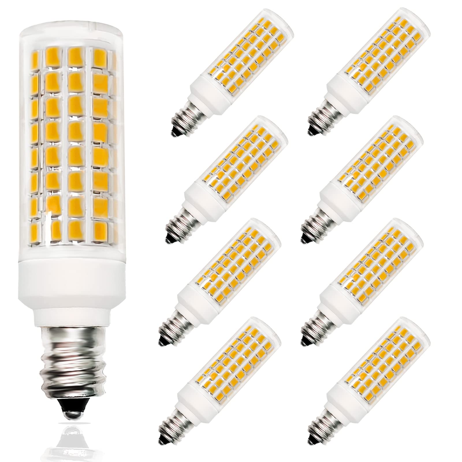 E12 LED Bulb 7W E12 Candelabra Base Light Bulbs 75 Watt Equivalent Incandescent LED Light Bulbs 120V 750lm Warm White 3000K for Ceiling Fan, Desk Lamp(8pack)