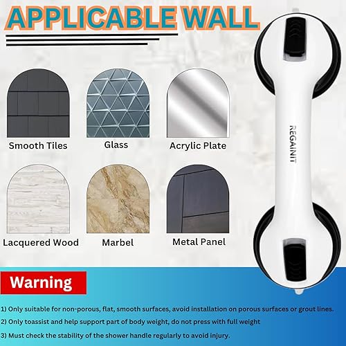 Miniatura 5 de Mango de ducha de succión de 12 pulgadas, barandilla de seguridad para bañeras y duchas, barras de apoyo de baño, barras de agarre para