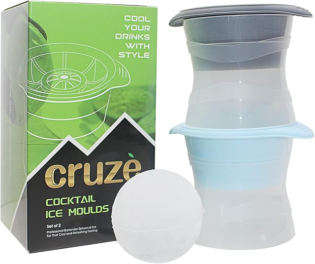 Durable Giant Ice Ball Moulds-2 Ice Cubes Tray Big Sphere Maker Add to Your Barware Set. for Slow Melting Ice for All Your Favourite Drinks. Gin Whiskey Vodka. Perfect Cocktail Ice from Your Freezer.