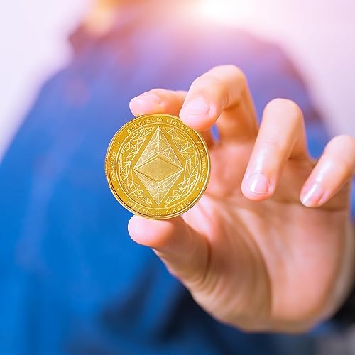 Miniatura 2 de 1 moneda Ethereum, moneda conmemorativa Ethereum chapada en oro de 24 quilates, criptomoneda ETH de 0.118 in, moneda coleccionable con funda