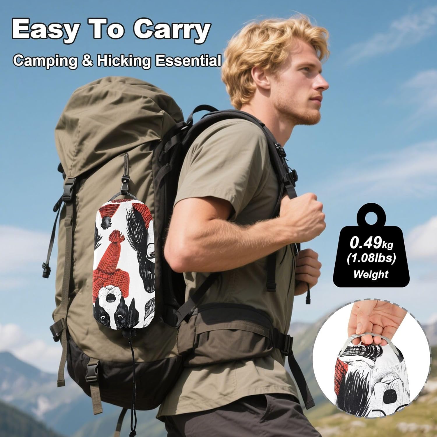 ALAZA Dog Winter Camping Hammocks Single or 2 Person 500 lbs Portable Parachute Travel Hammock w/Tree Straps for Hiking Backpacking Indoor Outdoor