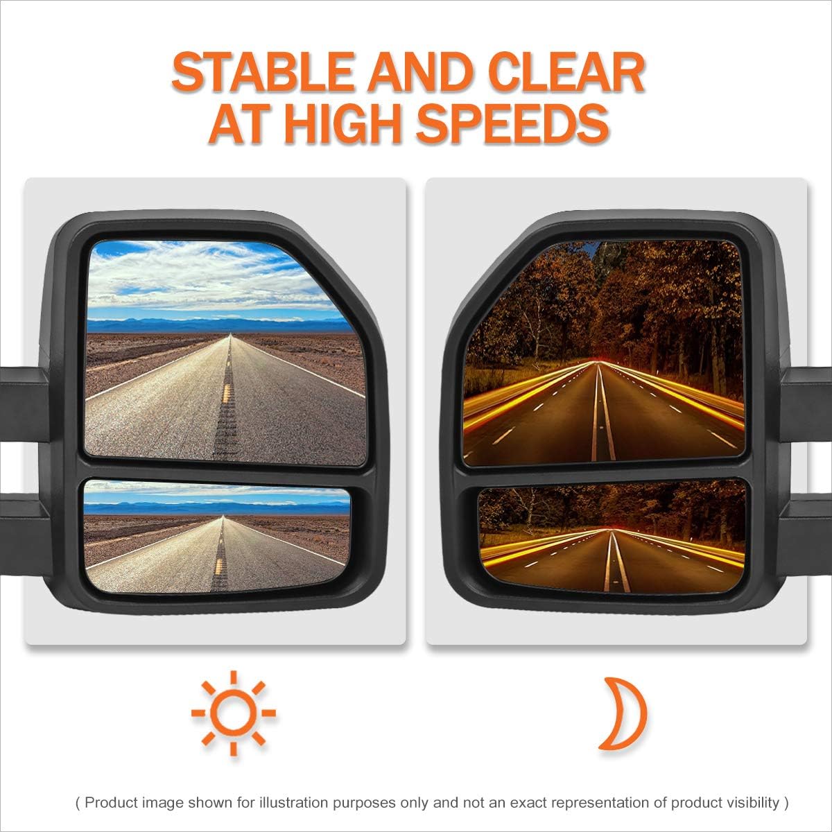[Pair] Manual Telescopic Tow Towing Mirrors Side Mirrors w/Amber LED Signal Compatible with 04-14 Ford F150,Black