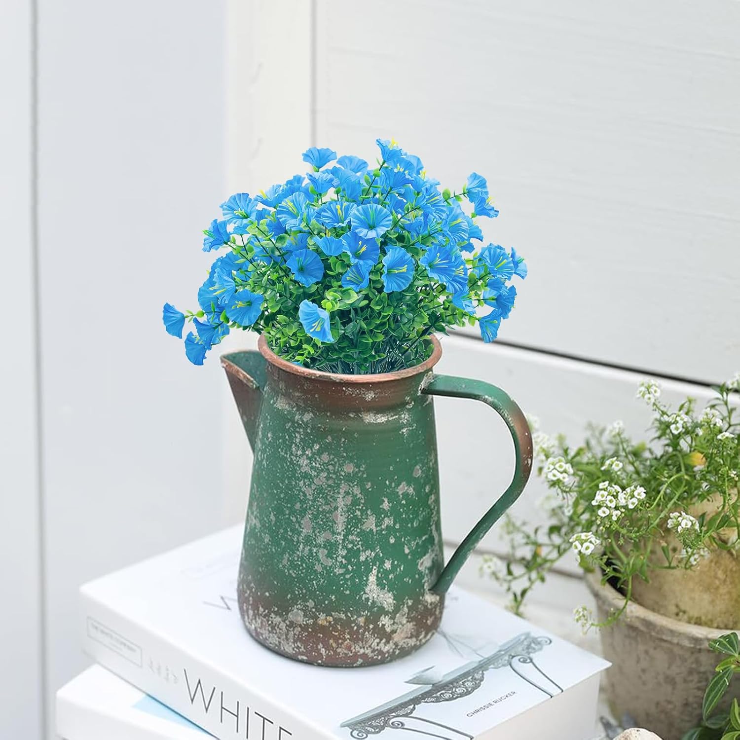 Artificial Flowers for Outdoors,8 Bundles UV Resistant Fake Flowers Outside Faux Plastic Flowers for Outdoor Garden,Porch,Patio Décor(Blue) - Image 9