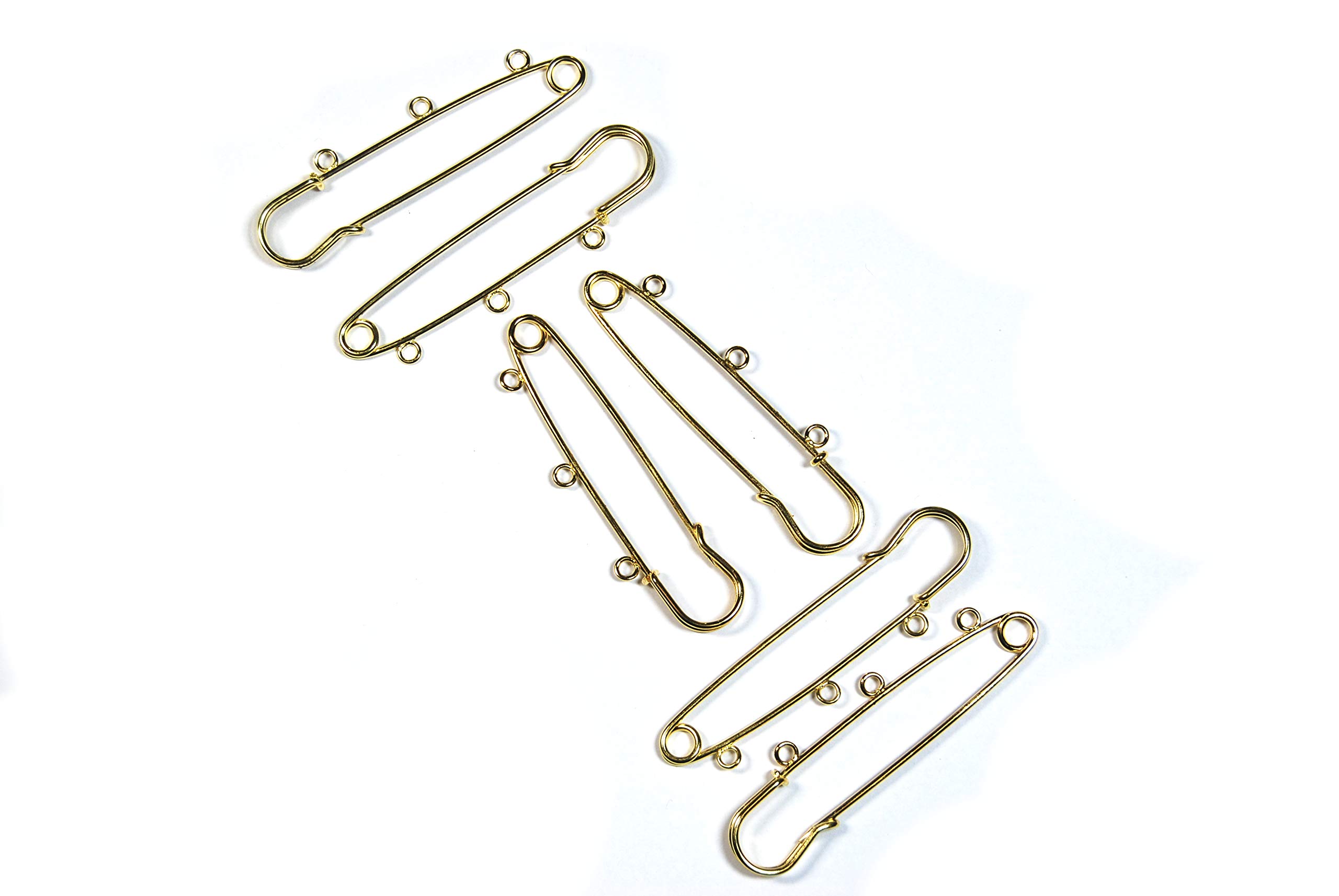 Celloexpress Golden 75Mm (With Rings) Kilt Pins Brooch Various Style & Size Stitch Metal Coat Jacket (, Pack Of 5)