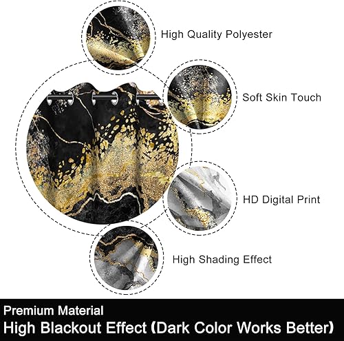 Miniatura 4 de Baocicco Cortinas de mármol negro, gris y dorado, cortinas opacas para ventana de mármol de lujo, tratamiento de ventana para sala de estar, niños,