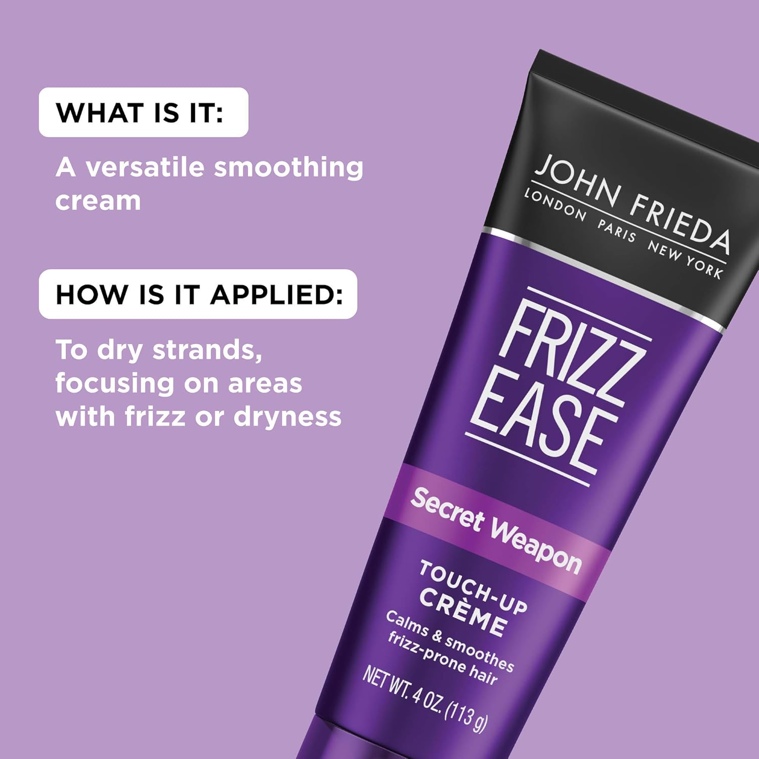 John Frieda, Frizz Ease TouchUp Crème AntiFrizz Finishing Cream Helps to Calm and Smooth Frizzprone Hair 4 6pack, SECRET WEAPON, 24 Ounce, (Pack of 6)