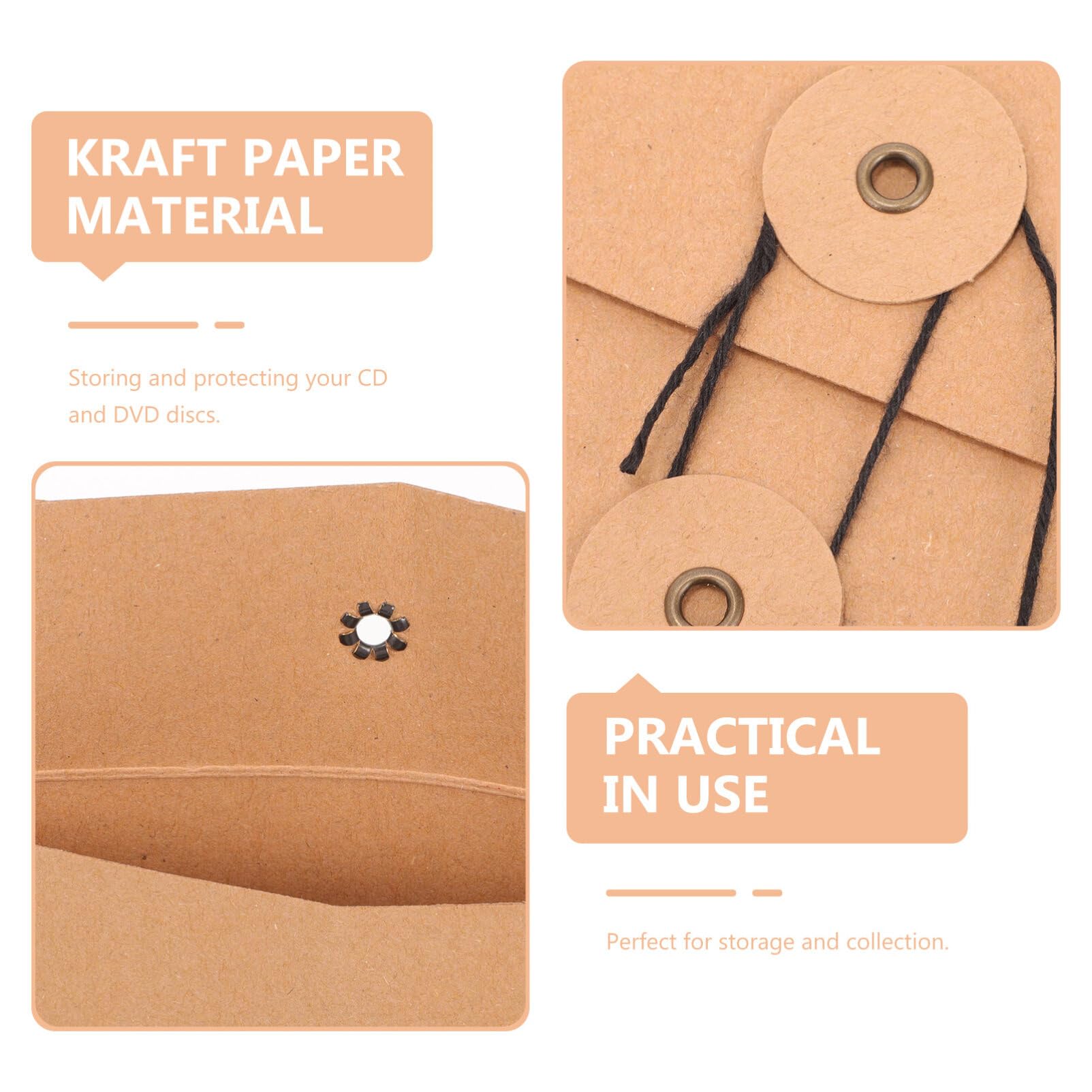 MAGICLULU 10pièces Enveloppes Kraft Papier Pour Cd Et Dvd Lot De Pratiques Pour Rangement Protection Des Disques Manches Et Chic Pour Transport Et Stockage