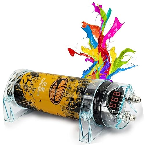 Miniatura 2 de Audiobank Condensador de 3.5 farad audio para coche 3500 vatios de potencia 12 V coche digital de energía digital rojo 3 dígitos pantalla de voltaje