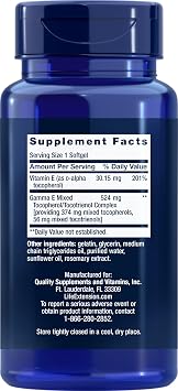 Life Extension Gamma E Mixed Tocopherols & Tocotrienols 60 Softgels (Pack of 2)