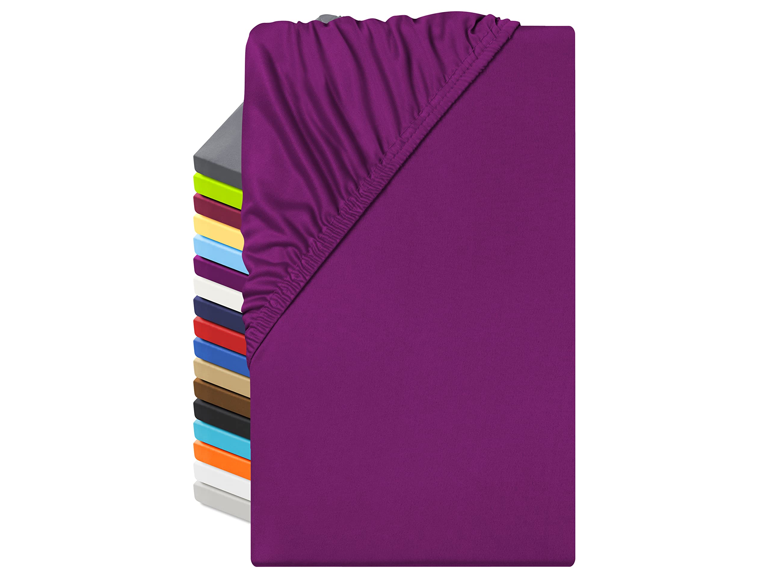 npluseins Microfibre Fitted Sheet - Breathable and Suitable for Allergy Sufferers 1519.2192, 140-160 x 200 cm, purple — image 1