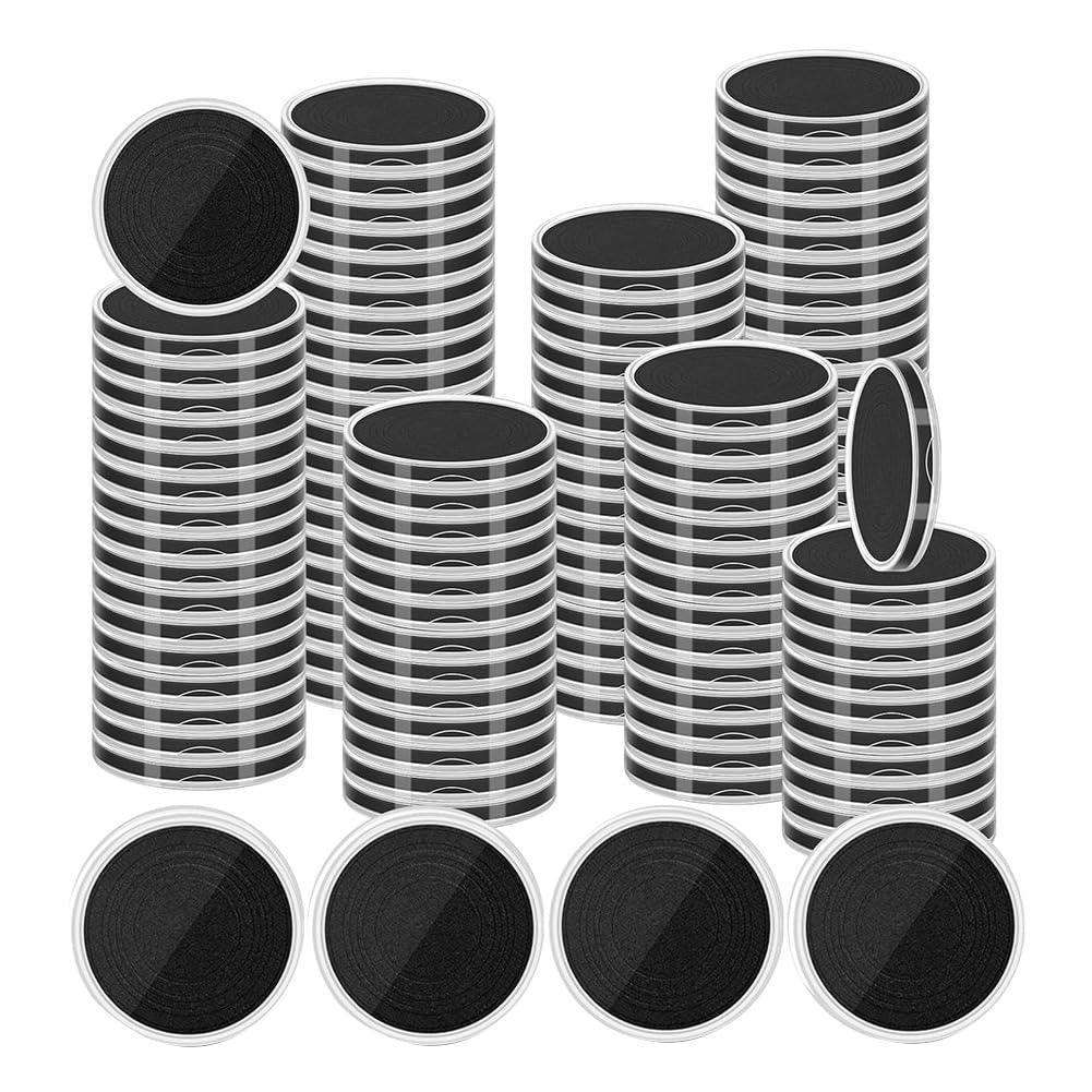Vjsujehgy Silver Dollar Coin Holders(100pcs), Round Plastic Coin Cases Featuring Adjustable Sponge Gasket(17-40mm)- Coin Protectors