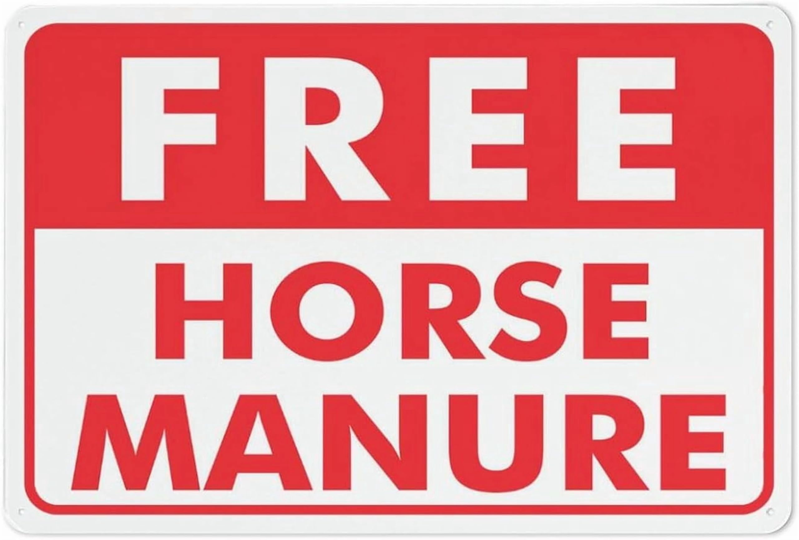 (2-Pack) Metal Tin Sign Free Horse Manure Sign Warning Sign Home Kitchen Farm Garden Garage Wall Decor 12X8 Inch