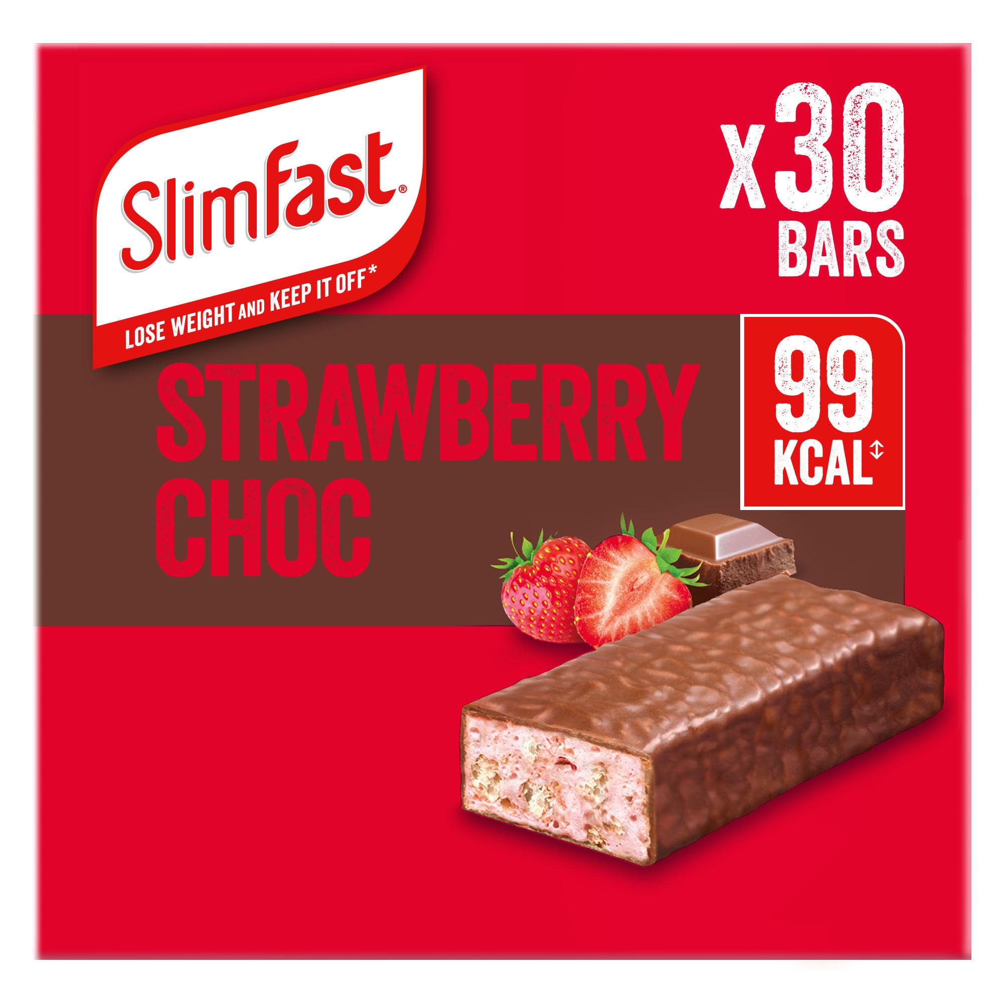 Snack Bar, Low Calorie Snack, Strawberry Choc Flavour, 30 x 25 g Multipack