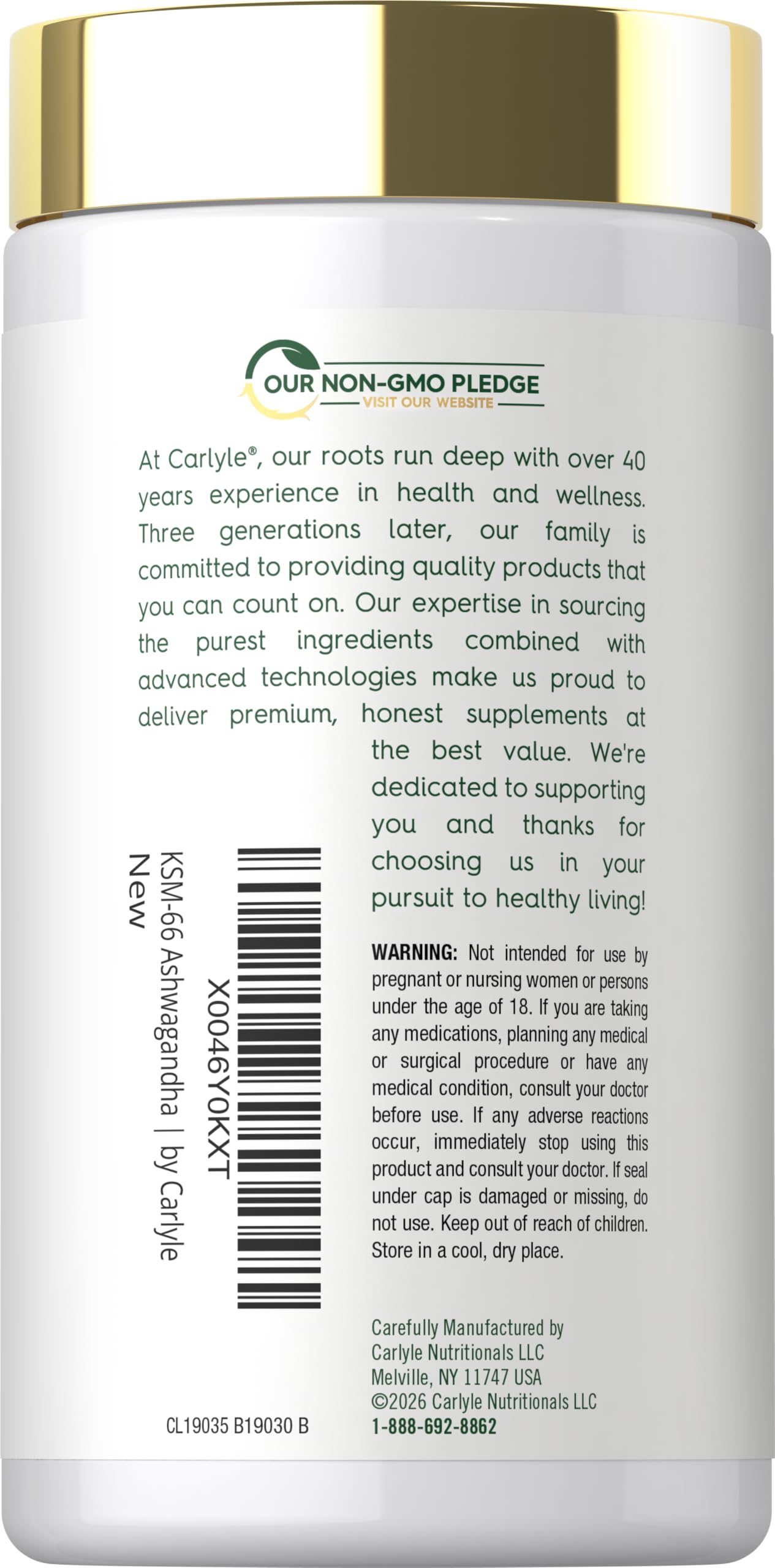 Carlyle KSM-66 Ashwagandha Root Extract 600mg | 120 Vegan Caplets — Amazon image 3