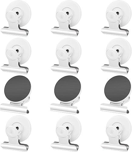 Vista 38 de Grtard Paquete de 12 clips magnéticos, imanes de nevera, clips magnéticos fuertes resistentes, clip magnético para pizarra blanca para oficina, Negro