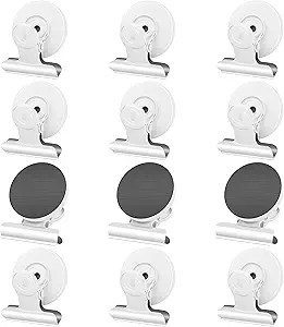 12Pack Magnetic Clips Heavy Duty, Magnet Clips for Fridge, Refrigerator Magnets with Clips, No-Scratch Strong Magnetic Clips Display Paper Fasteners on Home& Office& Teaching (White)