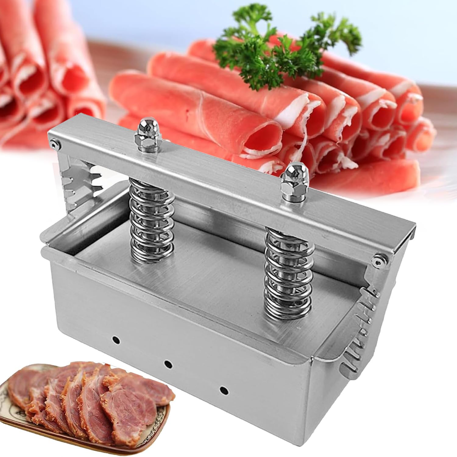 Stampo per carne, in acciaio inox, con doppia molla di compressione, capacità di 1 kg, per hamburger, pranzo, sandwich