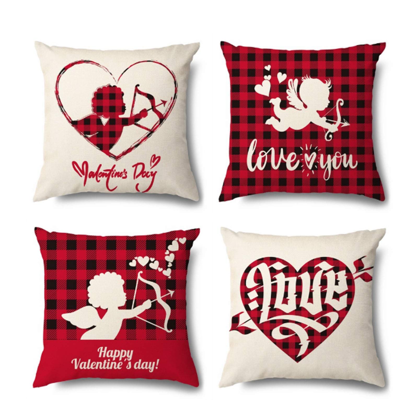 Housse de coussin Saint-Valentin pour relooker un canapé usé avec une déco amour de 45x45