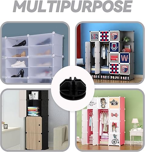 Miniatura 6 de Bonsicoky 32 conectores de plástico negro, conector de cubo de rejilla de alambre para organizador modular de almacenamiento de armario y unidad de