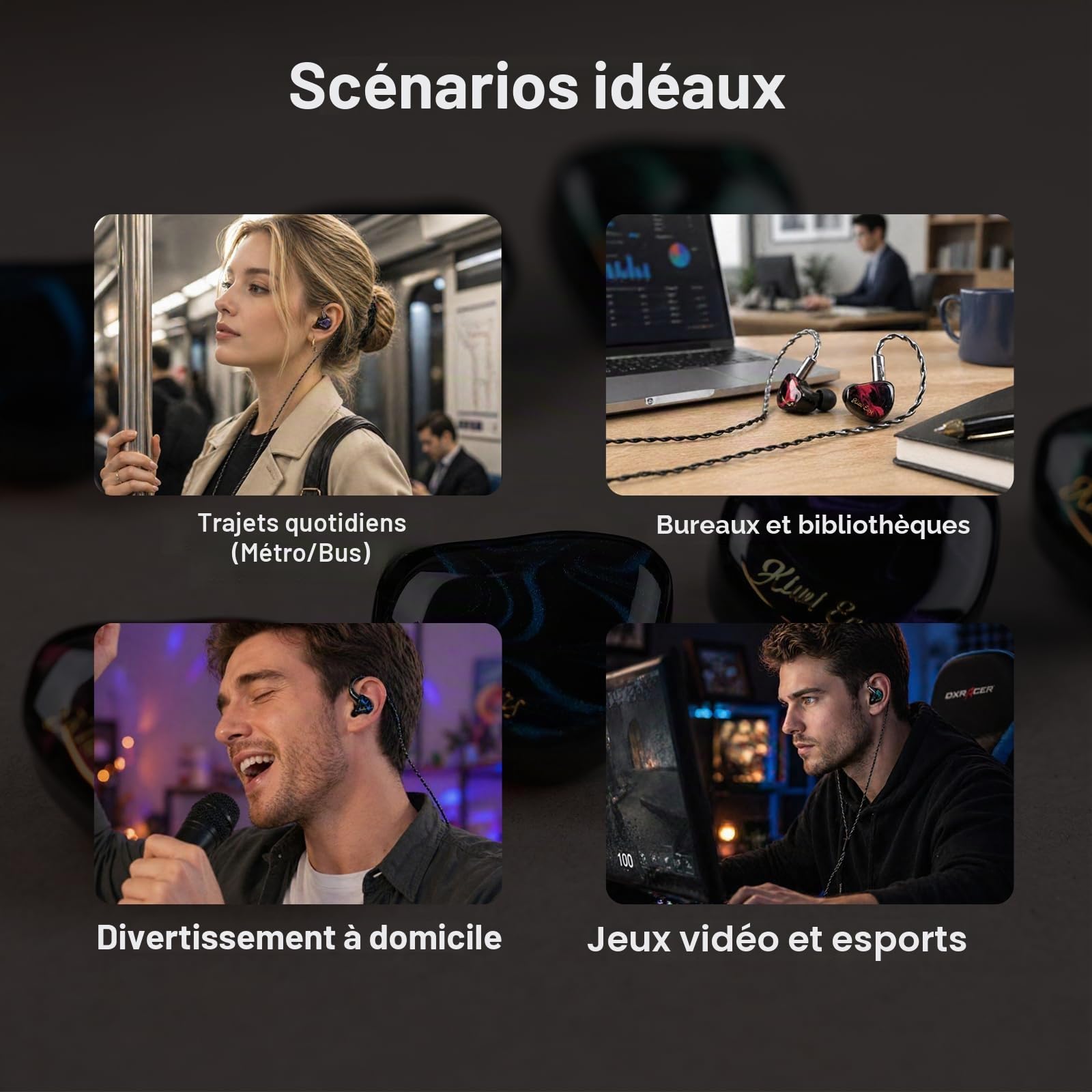Linsoul Kiwi Ears Cadenza 10 mm Beryllium Dynamic Driver IEM, Imprimé 3D avec Prise Interchangeable Détachable 0,78 2 Broches 3,5 mm Câble IEM, pour Musicien Audiophile (Bleu)