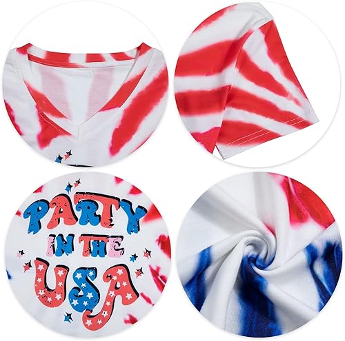 Miniatura 4 de Camiseta de manga corta para mujer, diseño patriótico para el Día de la Independencia del 4 de julio