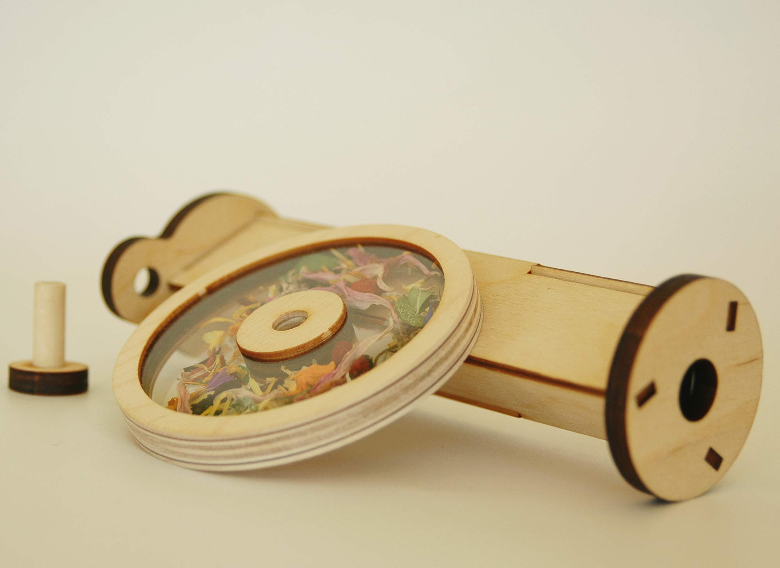 Kaléidoscope en bois rempli de fleurs, kit de montage de bricolage