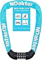 Vista 51 de NDakter Cerradura de cadena para bicicleta, combinación de 5 dígitos, resistente, antirrobo, cerradura de bicicleta de seguridad