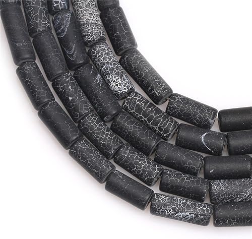 Miniatura 57 de Cuentas de ágata negra para hacer joyas piedras preciosas naturales semipreciosas 0.394x0.984 in mate esmerilado oval 15" JOE FOREMAN