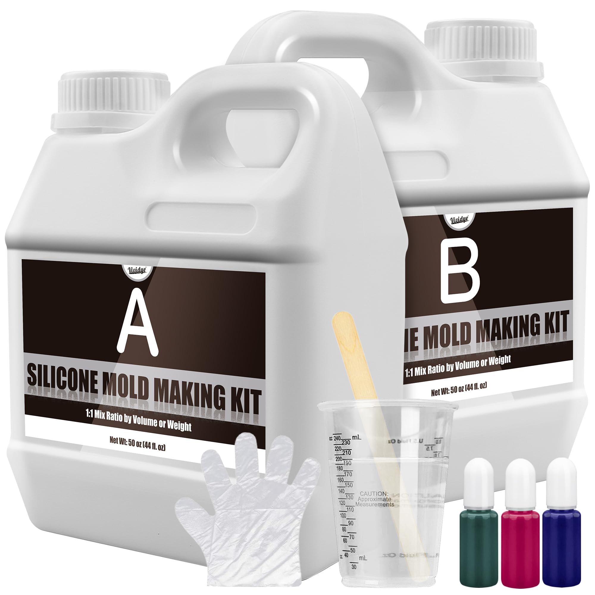 Silicone Moulds Making Kit - 100oz / 2.6L Translucent Liquid Silicone Rubber for Mould Making - Elastic 1:1 Mixing Ratio Fast Curing Moulding Silicone for Casting, DIY Resin Mould, Candle Mould, Craft